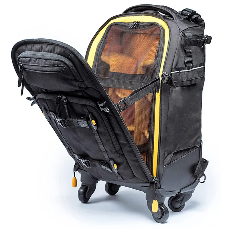 Waterproof Camera Trolley Bag 1680d Luggage Camera Backpack Laptop Camera Backpack With 15.6 Inch With 4 Wheel Spinner Trolley