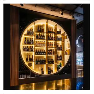 Restaurante Bar Decoración Estantes de vino de acero inoxidable Estante de exhibición Estante de pared Estante de vino Bar Decoración interior - Product Image 2