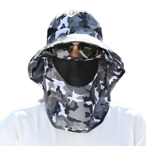 Outdoor Bucket <b>Hat</b> With Face Cover UV Protection Breathable Sunshade For <b>Men</b> Fishing Hiking Cycling <b>Summer</b> Nylon Camouflage - Product Image 5