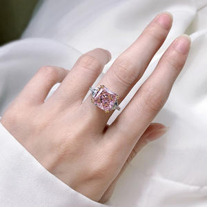 Новый S925 серебряное кольцо женский 10*10 розовым бриллиантом кольцо белого золота с бриллиантом <span class=keywords><strong>11</strong></span> карат обручальное кольцо ювелирные изделия - Product Image 5