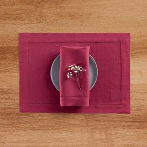 Nappes et sets de table en lin à ourlet festonné pour les distributeurs d'hôtellerie avec bordure à fil tiré simple rangée pour la location événementielle - Product Image 1