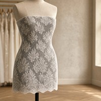Tissu en coton brodé floral sur maille losangée pour robe de mariée, robe de soirée, tenue de fête, vêtements pour enfants, artisanat DIY