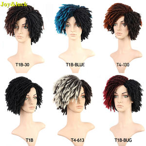 Perruque synthétique dreadlocks brunes — noble, perruque ombre africaine pour femmes noires, perruque raie latérale naturelle courte, boucles Faux Crochet, perruque dreadlocks - Product Image 6