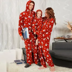 Long Sleeves Autumn Winter Women's Sleep Lounge Pajama Adult Children Sleepwear Women Men Kids Christmas Cartoon Printed Onesies