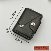 Dompet Koin Resleting Multi Slot Kartu dengan Logo Logam, Kancing Tekan, Portabel, Mini, Tempat Kartu Saku, Ringan untuk Pria