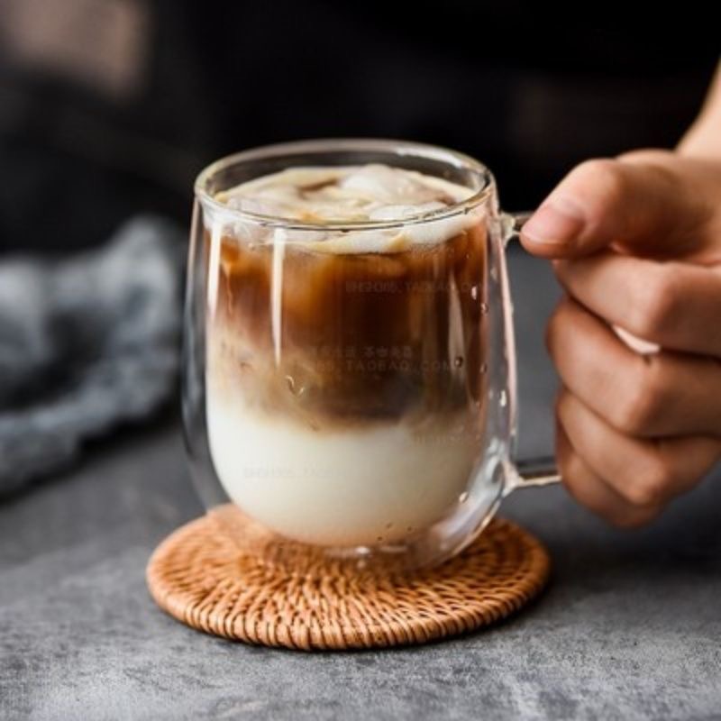 Sealed Small Round Hole Double Wall Glass with LOGO