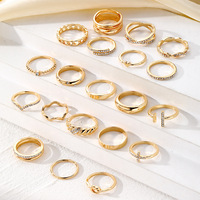 Novirassine – Ensemble de bagues empilables plaquées or 18 carats pour femme, motif rose, pour mariage, alliance éternité, bijoux de mode quotidiens