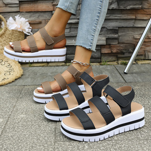Women Summer Thick-Soled Wedge <b>Sandals</b> Large European and American Beach <b>Sandals</b> Platform Roman <b>Sandals</b> - Product Image 4