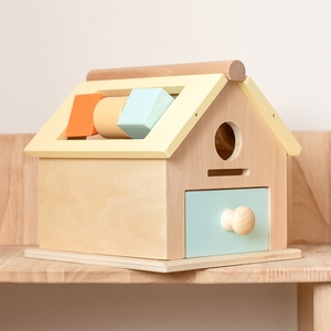 5 in 1 Wooden Montessori Busy House Shape Sorting Game <strong>Rainbow</strong> Spinning Drum Ball Coin <strong>Drop</strong> Toy - Product Image 6
