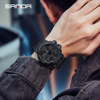 Montre de sport Ana Digi à double affichage pour homme, résistante à l'eau jusqu'à 50 m, chronographe numérique analogique, chronomètre au poignet
