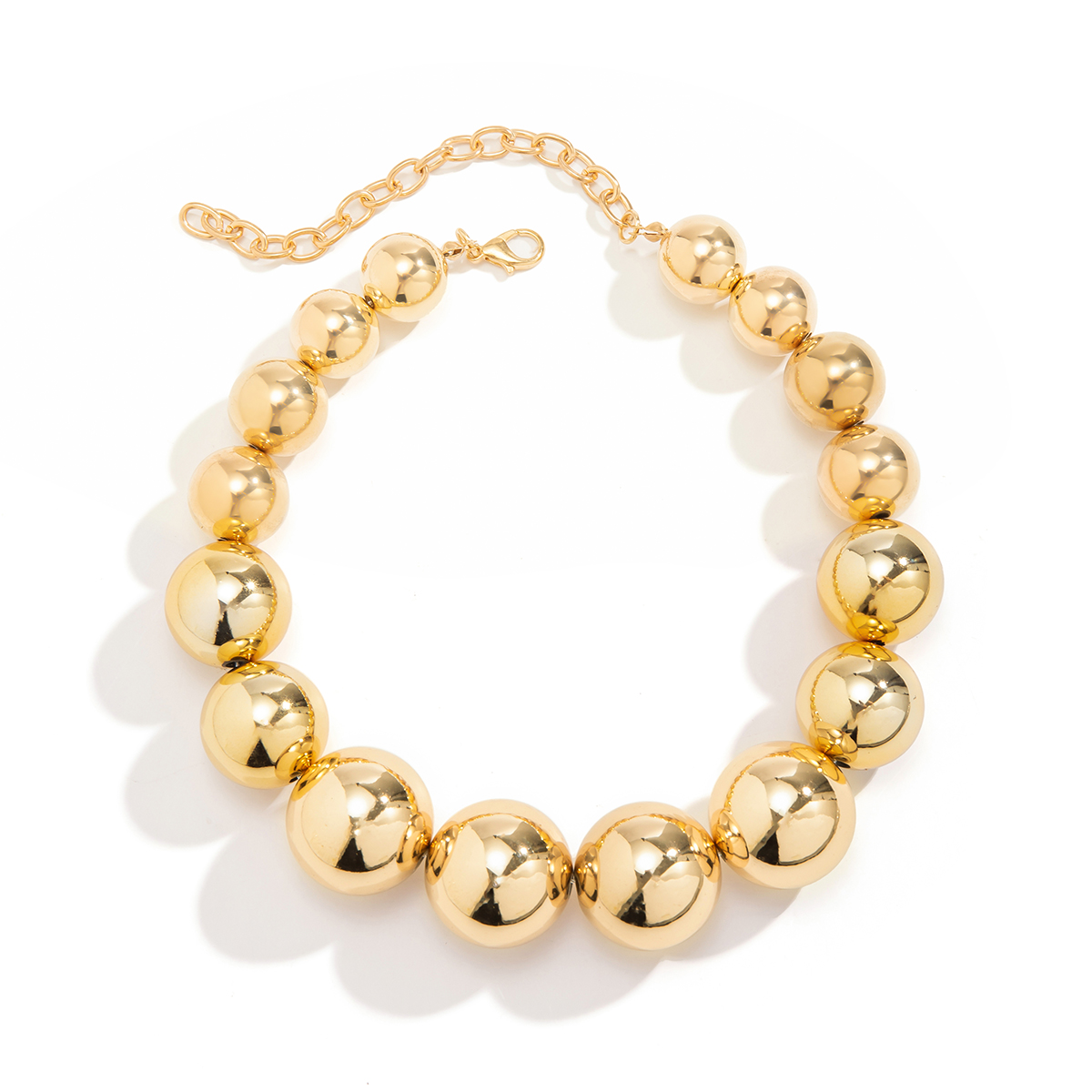 Exaggerated Big Ball Beaded Chain Choker Necklace for Women