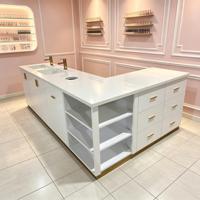 Meuble-lavabo intégré blanc moderne avec vasque pour salon de beauté, onglerie, spa, hôtel, chambre à coucher