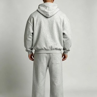 Promo! Setelan Hoodie Ukuran Besar Gaya High Street untuk Olahraga Luar Ruangan dan Lari, Hoodie Pria dan Celana Sweatpants Kaki Lebar 2 Potong