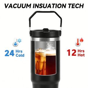 Vaso Térmico Personalizado de Acero Inoxidable de Doble Pared con Aislamiento al Vacío, 20/30 oz, con Asa Superior y Tapa con Popote Abatible, Taza de Café de Viaje - Product Image 4