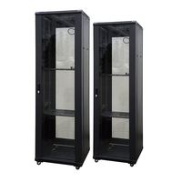Armoire serveur murale 19 pouces avec porte en verre en blanc/noir - Armoire réseau pour ordinateurs