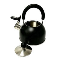 Bouilloire à thé sifflante moderne noire en acier inoxydable pliable de qualité supérieure pour camping et voyage, compatible avec les réchauds à gaz portables