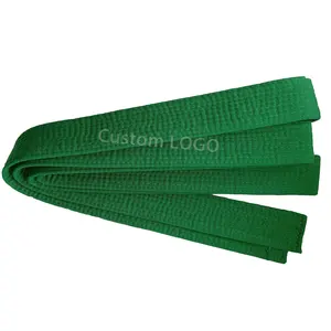免费送货Woosung 100% 棉专业跆拳道跆拳道腰带黄绿色空手道腰带