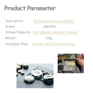 CROWN C 2032 Batterie Cmos pour ordinateur portable 2 fils Type de bouton cr 2032 bios cmos bios batterie - Product Image 4