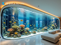 Grand aquarium rectangulaire moderne de luxe en acrylique pour poissons d'eau salée, 3m, personnalisable, garantie 20 ans, adapté aux requins et aux baleines (93%)