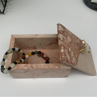 Nouvelle arrivée pour Bulgari rose marbre motif vertical boîte à bijoux avec couvercle boîtes de rangement et bacs pour usage domestique et stockage d'épices
