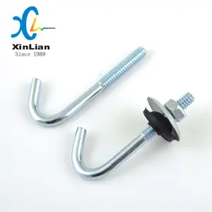 Fasteners Carbon Steel high Quality J Roofing Hook Bolt With Hex Nut Rubber Washer