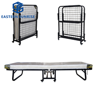 Lit d'extérieur portable de haute qualité, base en fil de fer, lit pliable à faible hauteur avec matelas confortable et luxueux et roues flexibles