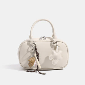 Bolso de Bolos de Diseño Compacto para Mujer, Nuevo Estilo Otoño-Invierno, Bolso Retro con Correa Cruzada para Hombro, Bolso Boston con Cremallera - Product Image 5