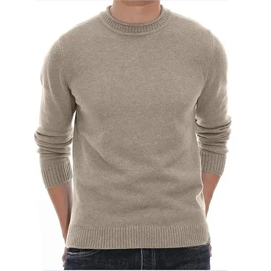 Herren-Pullover mit Rundhalsausschnitt, weiche, lässige Pullover für Herren, klassische Pullover-Pullover mit geripptem Rand