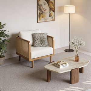 Canapé d'angle carré Bowen moderne et minimaliste, écologique, une place, en velours éponge, inclinable et rafraîchissant, pour la détente, avec structure en bois - Product Image 2