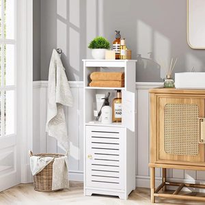 Oushumei Bathroom Storage Cabinet 60X70cm 4 Layers <b>Corner</b> Freestanding With Door For Toilet Space Organization - Product Image 3