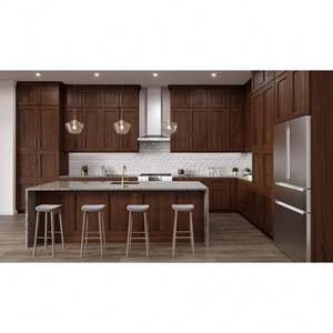 Gabinetes de Cocina Estilo Americano Personalizados, Isla de Cocina Modular, Gabinete de Pared Completo, Despensa para Villa, Lacado en Gris Mármol - Product Image 2