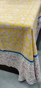 Yellow Leaf Hand Block Print <b>Tablecloth</b> Cotton Dining Table Linen Table Cover with Border for Home <b>Party</b> Restaurant - Product Image 5