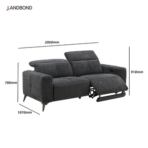 <span class=keywords><strong>Canapé</strong></span> <span class=keywords><strong>d</strong></span>'<span class=keywords><strong>angle</strong></span> électrique inclinable en tissu, design moderne, <span class=keywords><strong>2</strong></span>-3 places, en forme de L, avec commande électrique, pour villa - Product Image 2