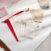 Pochette à Bijoux de Luxe en Toile de Coton Douce et Écologique avec Logo Brodé pour l'Emballage de Bijoux, Vêtements et Chaussettes