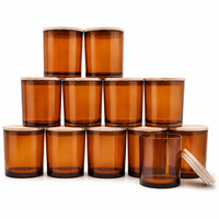 Bocaux en verre ambré avec couvercles en bois 8oz 10oz 12oz – Contenants vides pour la fabrication de bougies parfumées – Fournitures d'emballage en gros