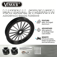 Nouvelle jante de moto en aluminium forgé sur mesure de 16/18 pouces, finition anodisée, VIMAS LG66, vente directe d'usine, compatible avec 883/X48/XR1200/Dyna