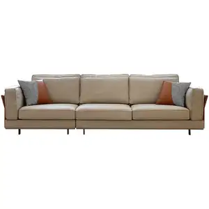 Fiyat ile tasarımlar deri seti hakiki beyaz mobilya İtalya deri oturma odası 4 koltuklu büyük kanepe