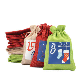 Yiwu 2025 nouveau sac en lin de noël 1-24 calendrier d'arrivée compte à rebours suspendu cadeau bonbons Jute sérigraphie portefeuille utilisation - Product Image 3