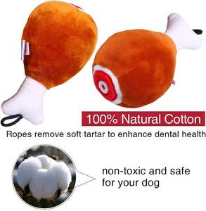 Giorno del ringraziamento gambe di tacchino cigolante cane masticare Set di giocattoli Pet peluche con cotone imbottito per cani - Product Image 3