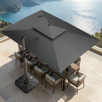 Sombrilla de Aluminio para Exteriores con Envío Rápido, Parasol con Poste de 9*12 Pies, Sombrilla Cantilever para Villa, Hotel, Piscina
