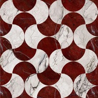 PAIA STONE Carreaux de mosaïque en marbre naturel rouge et blanc modernes découpés au jet d'eau pour sols de salle de bain et de cuisine