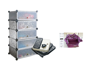 Étagère à chaussures au sol à 4 cubes pouvant contenir 12 paires de chaussures avec porte à motif de dessin animé Mokyo - Product Image 6