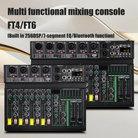 Console de mixage audio professionnelle 4/6 canaux avec égaliseur intégré, 99 effets de réverbération, console de mixage avec mixeur BT pour studio/scène