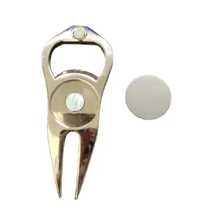 Hot Sale custom wholesale 3-in-1 Blank Silver Bottle Opener Divot Tool blank golf ball marker