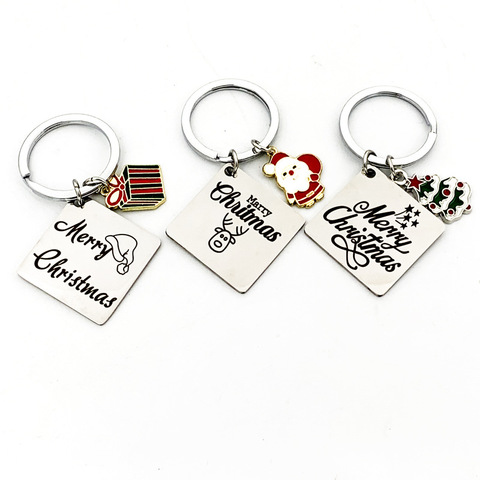 GRS High Quality With Factory Price Personalized Stainless Steel Key Chain Santa Gift Christmas Keychain