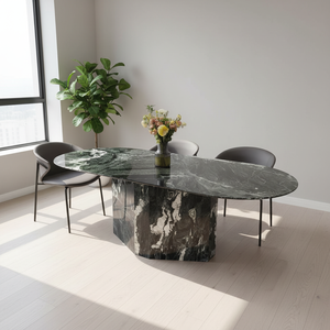Muebles Modernos para Sala de Estar en Verde <span class=keywords><strong>Prada</strong></span>, Mesa de Comedor de Mármol Irregular con Cubierta de Piedra Premium para Villa - Product Image 1