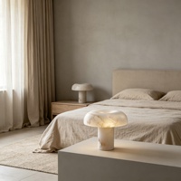 Lampe de table en marbre en forme de champignon, base cylindrique en forme de donut, design nordique, CRI élevé 90 Ra90, dimmable, garantie 3 ans, chambre à coucher