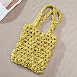 Cotton <b>Rope</b> Woven Mobile Phone Bag Rectangle Crossbody Bag Breathable Summer Beach Bag Ins Style Everyday Outfits - Product Image 3