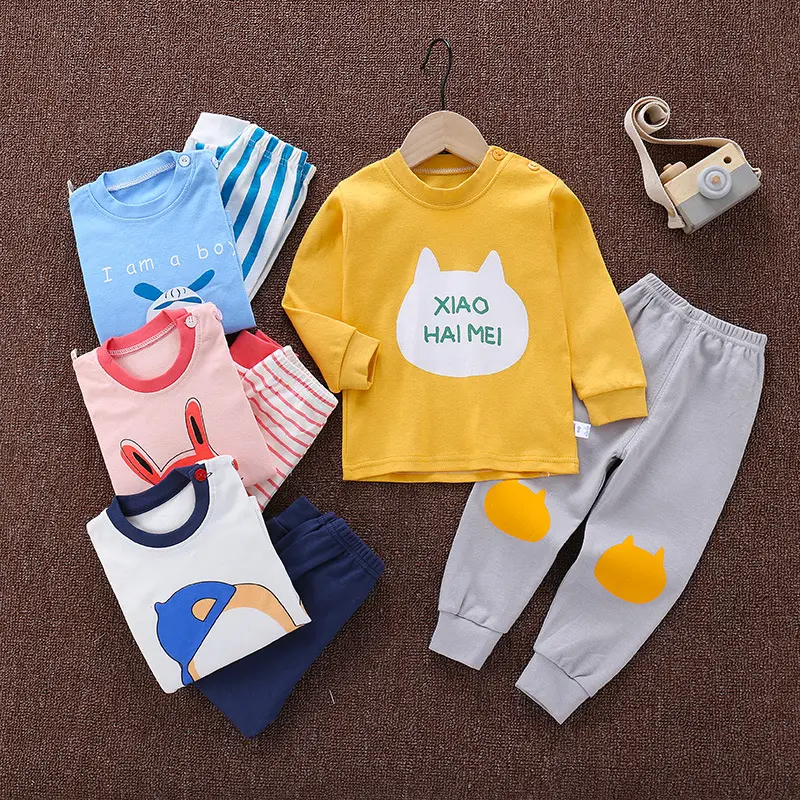 Children's Pajama Set Wholesale Cotton Autumn Winter Boys and Girls Underwear Sets Baby Homewear