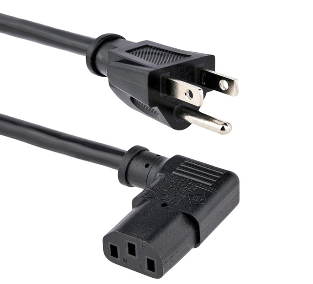 Computer Power Cord NEMA 5-15P With Right Angle C13 10A 125V Replacement AC Power Cord PC Power Supply Cable